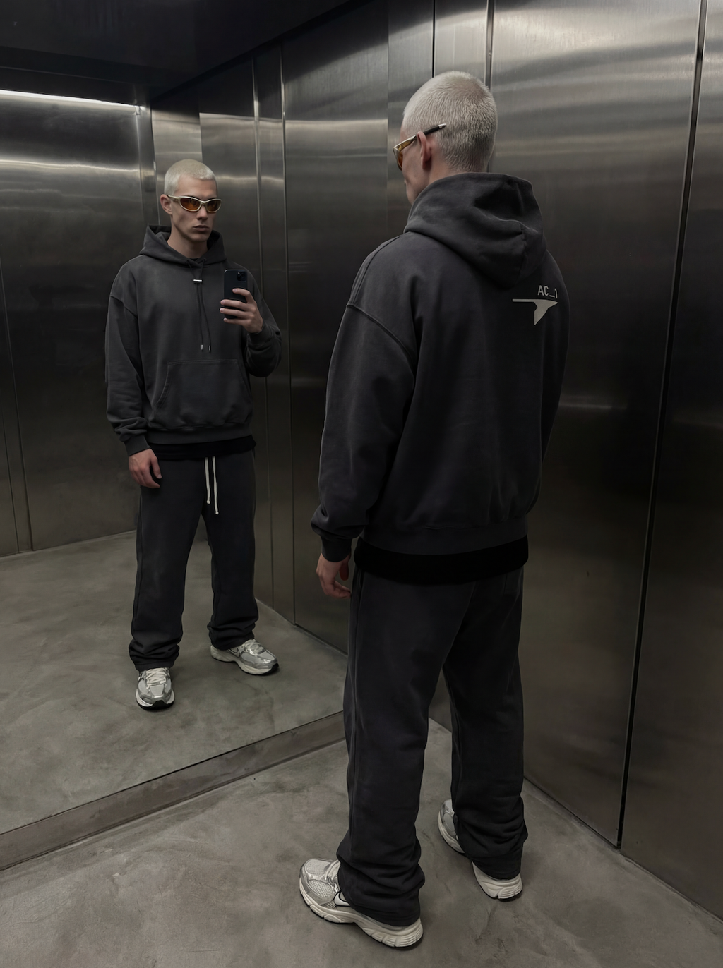AC1 STAMP VINTAGE OVERSIZED HOODIE - ENTS GRAY
