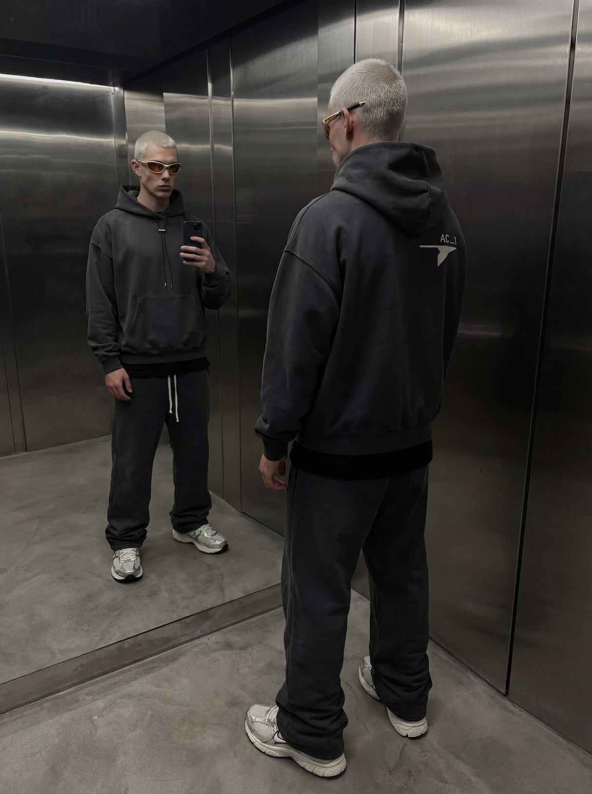 AC1 STAMP VINTAGE OVERSIZED HOODIE - ENTS GRAY